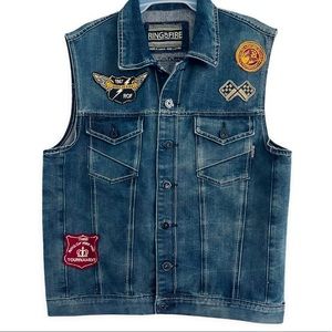 Ring Of Fire Motorcycle Denim Jean Jacket